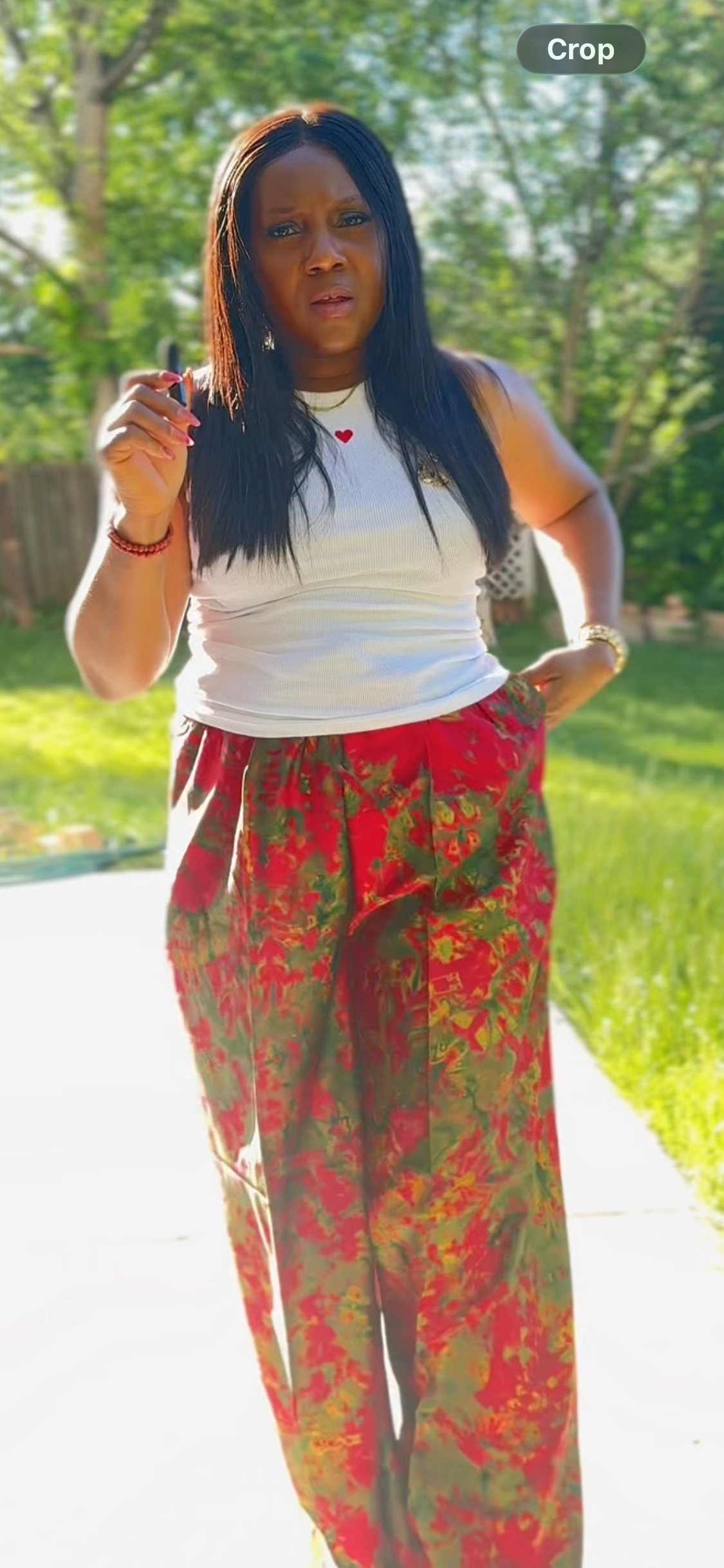 Adire wide leg long pant