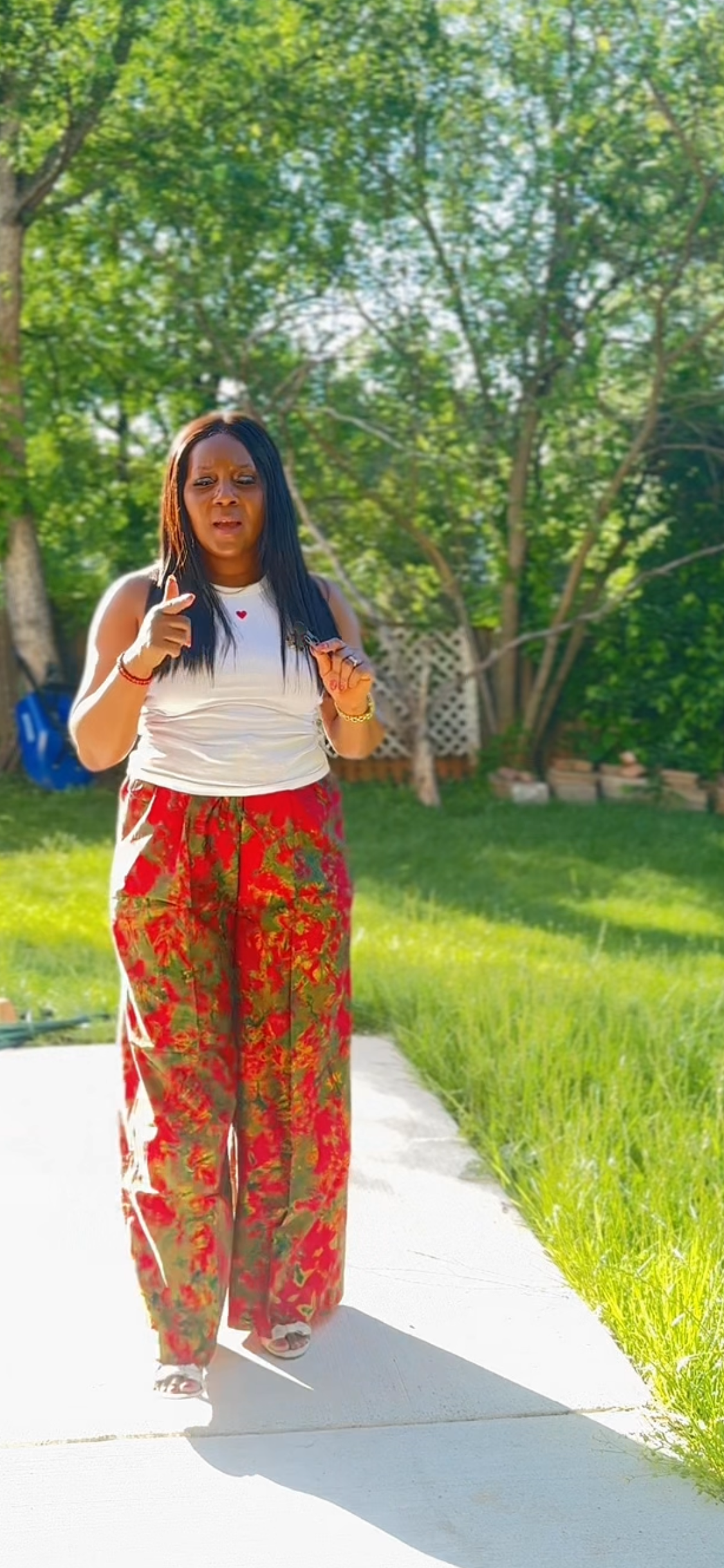 Adire wide leg long pant