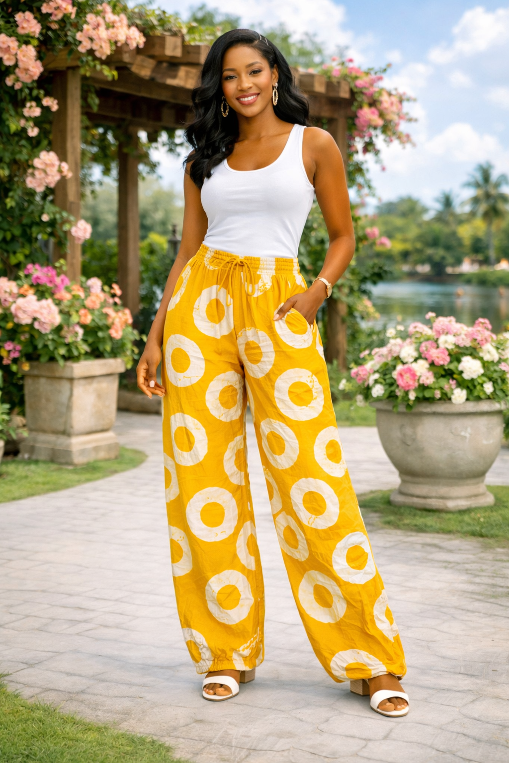 ADIRE WIDE LEG LONG PANT