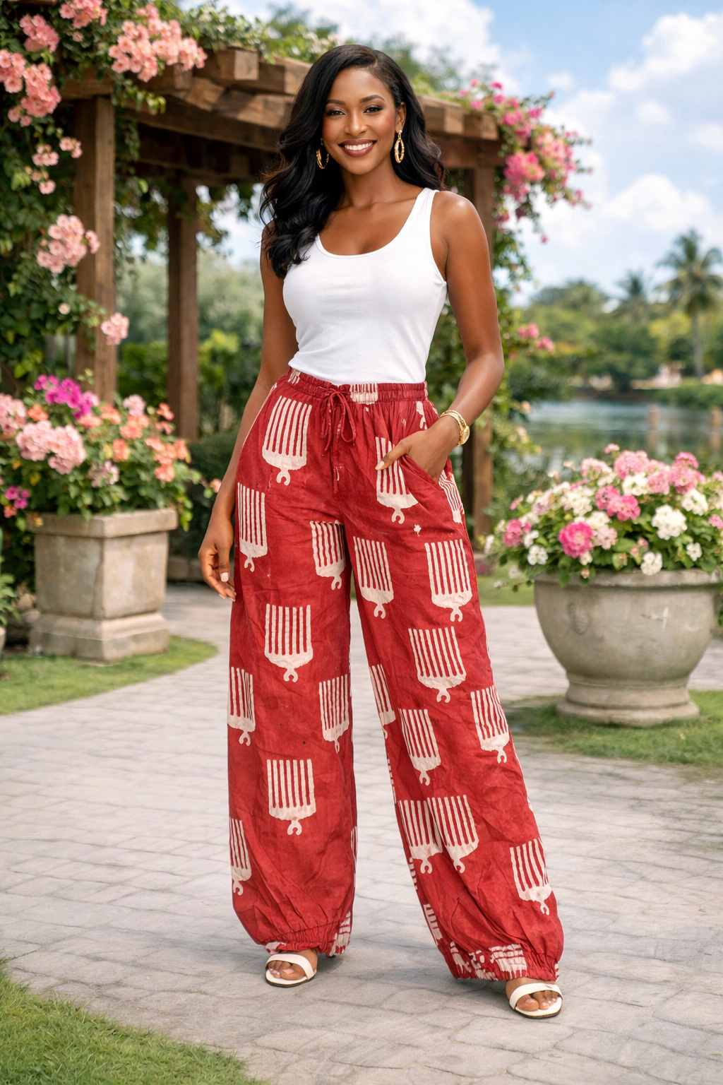 ADIRE WIDE LEG LONG PANT